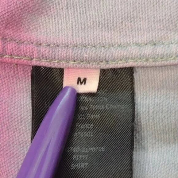 Isabel Marant Etoile Pitti Ombre Denim Western Pearl Snap Shirt Purple Pink Blue - Picture 9 of 10